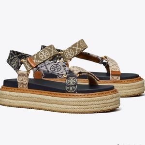 Tory Burch T Monogram Rope Sport Sandal Size 8